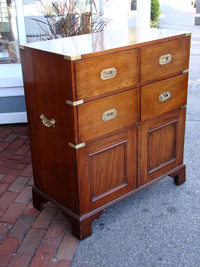 A fine small 19th century British brass mounted mahogany Campaign Chest circa 1860-1880